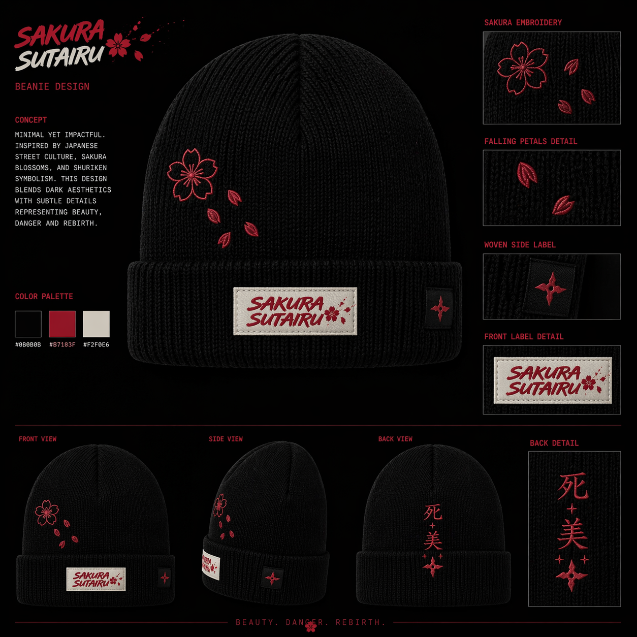Crimson Sakura Beanie