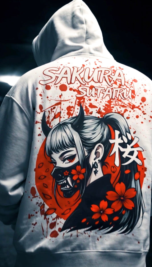 Moonlight: Sakura Red Oni Hoodie