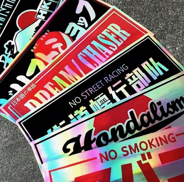 24pcs Holographic JDM Tuning Sticker Pack